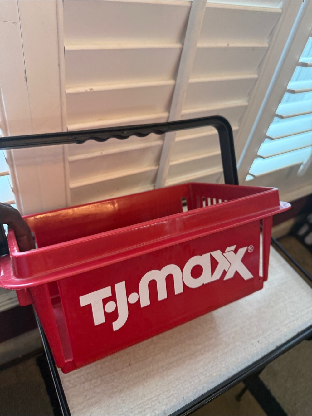 T.J.Maxx Red Plastic Shopping Basket with Black Handle - Picture 4 of 4